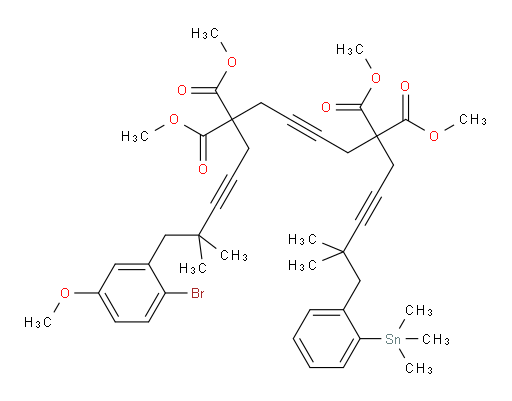 tetramethyl 1-(2-bromo-5-methoxyphenyl)-2,2,15,15-tetramethyl-16-(2-(trimethylstannyl)phenyl)hexadeca-3,8,13-triyne-6,6,11,11-tetracarboxylate
