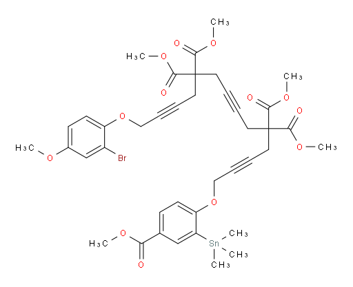 tetramethyl 1-(2-bromo-4-methoxyphenoxy)-14-(4-(methoxycarbonyl)-2-(trimethylstannyl)phenoxy)tetradeca-2,7,12-triyne-5,5,10,10-tetracarboxylate