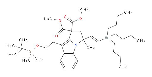 (E)-dimethyl 9-(2-((tert-butyldimethylsilyl)oxy)ethyl)-3-methyl-3-(2-(tributylstannyl)vinyl)-2,3-dihydro-1H-pyrrolo[1,2-a]indole-1,1-dicarboxylate