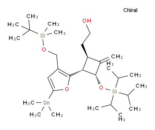 2-((1R,2R,3R)-2-(3-(((tert-butyldimethylsilyl)oxy)methyl)-5-(trimethylstannyl)furan-2-yl)-4-methylene-3-((triisopropylsilyl)oxy)cyclobutyl)ethanol