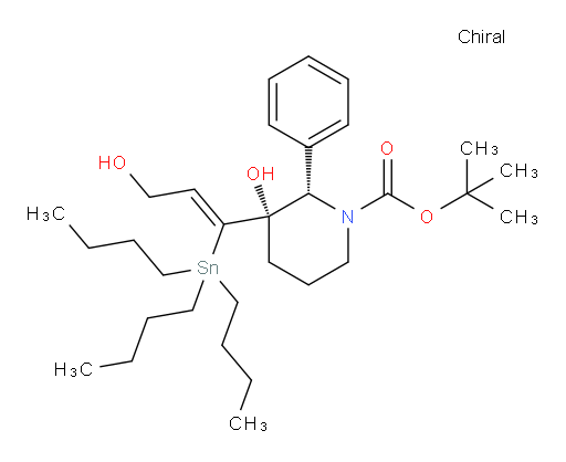 (2S,3S)-tert-butyl 3-hydroxy-3-((Z)-3-hydroxy-1-(tributylstannyl)prop-1-en-1-yl)-2-phenylpiperidine-1-carboxylate