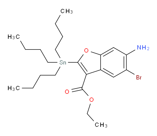ethyl 6-amino-5-bromo-2-(tributylstannyl)benzofuran-3-carboxylate