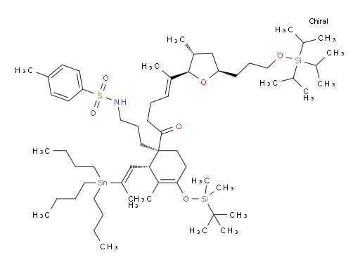 N-(3-((1S,2S)-4-((tert-butyldimethylsilyl)oxy)-3-methyl-1-((E)-5-((2R,3R,5R)-3-methyl-5-(3-((triisopropylsilyl)oxy)propyl)tetrahydrofuran-2-yl)hex-4-enoyl)-2-((E)-2-(tributylstannyl)prop-1-en-1-yl)cyclohex-3-en-1-yl)propyl)-4-methylbenzenesulfonamide
