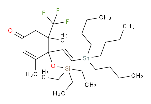 (E)-3,5-dimethyl-4-(2-(tributylstannyl)vinyl)-4-((triethylsilyl)oxy)-5-(trifluoromethyl)cyclohex-2-enone