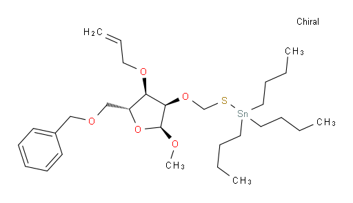 (((((2S,3R,4R,5R)-4-(allyloxy)-5-((benzyloxy)methyl)-2-methoxytetrahydrofuran-3-yl)oxy)methyl)thio)tributylstannane