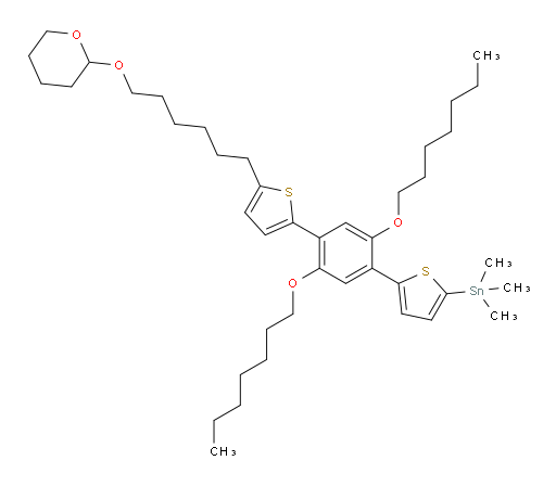 (5-(2,5-bis(heptyloxy)-4-(5-(6-((tetrahydro-2H-pyran-2-yl)oxy)hexyl)thiophen-2-yl)phenyl)thiophen-2-yl)trimethylstannane