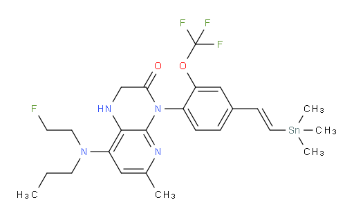 (E)-8-((2-fluoroethyl)(propyl)amino)-6-methyl-4-(2-(trifluoromethoxy)-4-(2-(trimethylstannyl)vinyl)phenyl)-1,2-dihydropyrido[2,3-b]pyrazin-3(4H)-one