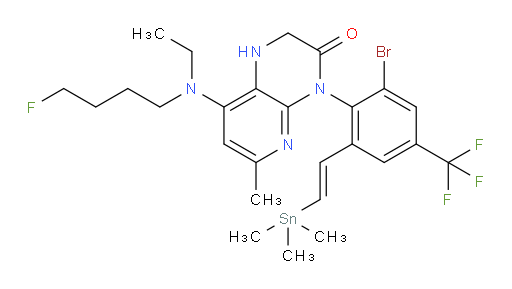 (E)-4-(2-bromo-4-(trifluoromethyl)-6-(2-(trimethylstannyl)vinyl)phenyl)-8-(ethyl(4-fluorobutyl)amino)-6-methyl-1,2-dihydropyrido[2,3-b]pyrazin-3(4H)-one
