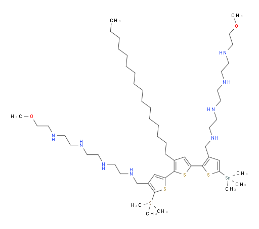 N1,N1'-((4'-十六烷基-5''-(三甲基硅基)-5-(三甲基锡基)-[2,2':5',2''-三联噻吩]-3,4''-二基)双(亚甲基))双(N2-(2-((2-((2-甲氧基乙基)氨基)乙基)氨基)乙基)乙二胺)