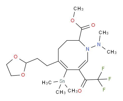 (5Z,7Z)-甲基 5-(2-(1,3-二氧杂环戊烷-2-基)乙基)-1-(二甲胺基)-7-(2,2,2-三氟乙酰基)-6-(三甲基锡基)-1,2,3,4-四氢氮杂环辛烯-2-甲酸酯