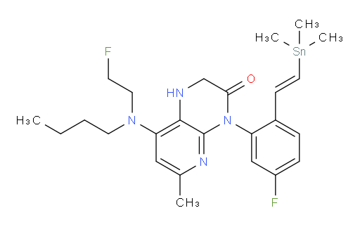 (E)-8-(butyl(2-fluoroethyl)amino)-4-(5-fluoro-2-(2-(trimethylstannyl)vinyl)phenyl)-6-methyl-1,2-dihydropyrido[2,3-b]pyrazin-3(4H)-one