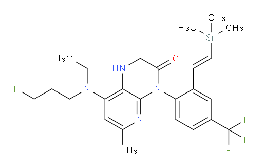 (E)-8-(ethyl(3-fluoropropyl)amino)-6-methyl-4-(4-(trifluoromethyl)-2-(2-(trimethylstannyl)vinyl)phenyl)-1,2-dihydropyrido[2,3-b]pyrazin-3(4H)-one