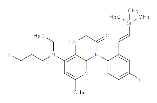 (E)-8-(ethyl(3-fluoropropyl)amino)-4-(4-fluoro-2-(2-(trimethylstannyl)vinyl)phenyl)-6-methyl-1,2-dihydropyrido[2,3-b]pyrazin-3(4H)-one