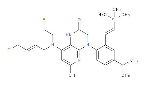 8-(((E)-4-fluorobut-2-en-1-yl)(2-fluoroethyl)amino)-4-(4-isopropyl-2-((E)-2-(trimethylstannyl)vinyl)phenyl)-6-methyl-3,4-dihydropyrido[2,3-b]pyrazin-2(1H)-one