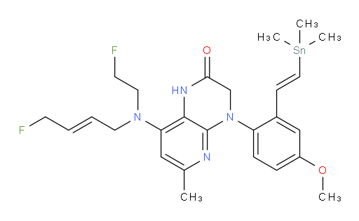 8-(((E)-4-fluorobut-2-en-1-yl)(2-fluoroethyl)amino)-4-(4-methoxy-2-((E)-2-(trimethylstannyl)vinyl)phenyl)-6-methyl-3,4-dihydropyrido[2,3-b]pyrazin-2(1H)-one