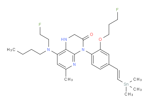 (E)-8-(butyl(2-fluoroethyl)amino)-4-(2-(3-fluoropropoxy)-4-(2-(trimethylstannyl)vinyl)phenyl)-6-methyl-1,2-dihydropyrido[2,3-b]pyrazin-3(4H)-one