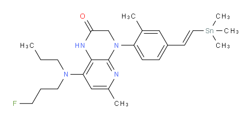 (E)-8-((3-fluoropropyl)(propyl)amino)-6-methyl-4-(2-methyl-4-(2-(trimethylstannyl)vinyl)phenyl)-3,4-dihydropyrido[2,3-b]pyrazin-2(1H)-one