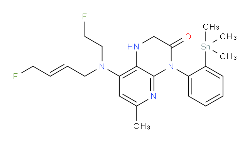 (E)-8-((4-fluorobut-2-en-1-yl)(2-fluoroethyl)amino)-6-methyl-4-(2-(trimethylstannyl)phenyl)-1,2-dihydropyrido[2,3-b]pyrazin-3(4H)-one