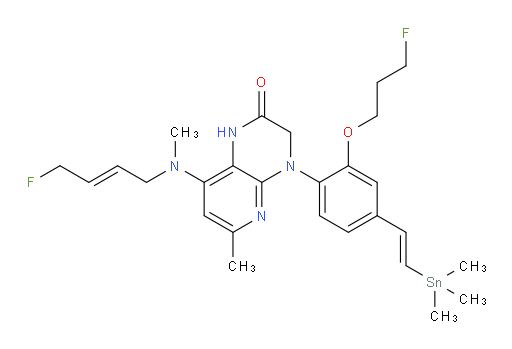 8-(((E)-4-fluorobut-2-en-1-yl)(methyl)amino)-4-(2-(3-fluoropropoxy)-4-((E)-2-(trimethylstannyl)vinyl)phenyl)-6-methyl-3,4-dihydropyrido[2,3-b]pyrazin-2(1H)-one