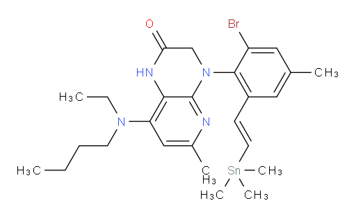 (E)-4-(2-bromo-4-methyl-6-(2-(trimethylstannyl)vinyl)phenyl)-8-(butyl(ethyl)amino)-6-methyl-3,4-dihydropyrido[2,3-b]pyrazin-2(1H)-one