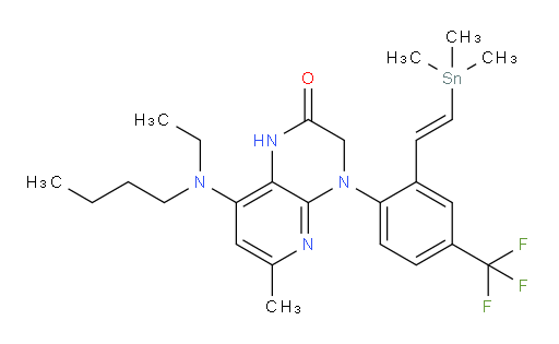 (E)-8-(butyl(ethyl)amino)-6-methyl-4-(4-(trifluoromethyl)-2-(2-(trimethylstannyl)vinyl)phenyl)-3,4-dihydropyrido[2,3-b]pyrazin-2(1H)-one
