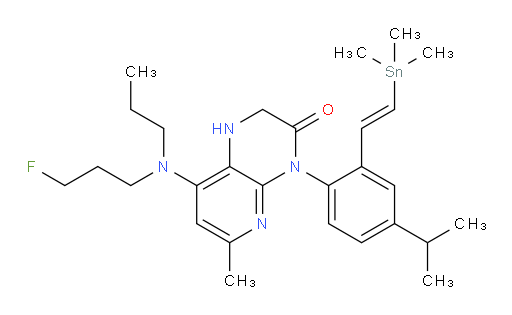 (E)-8-((3-fluoropropyl)(propyl)amino)-4-(4-isopropyl-2-(2-(trimethylstannyl)vinyl)phenyl)-6-methyl-1,2-dihydropyrido[2,3-b]pyrazin-3(4H)-one