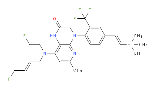 8-(((E)-4-fluorobut-2-en-1-yl)(2-fluoroethyl)amino)-6-methyl-4-(2-(trifluoromethyl)-4-((E)-2-(trimethylstannyl)vinyl)phenyl)-3,4-dihydropyrido[2,3-b]pyrazin-2(1H)-one