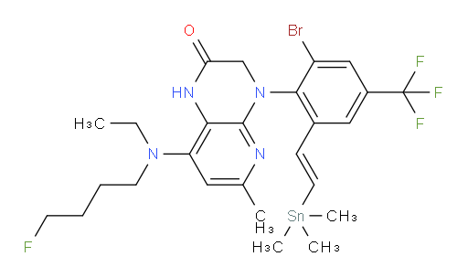 (E)-4-(2-bromo-4-(trifluoromethyl)-6-(2-(trimethylstannyl)vinyl)phenyl)-8-(ethyl(4-fluorobutyl)amino)-6-methyl-3,4-dihydropyrido[2,3-b]pyrazin-2(1H)-one