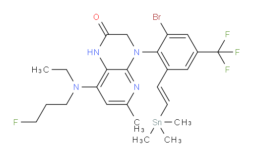 (E)-4-(2-bromo-4-(trifluoromethyl)-6-(2-(trimethylstannyl)vinyl)phenyl)-8-(ethyl(3-fluoropropyl)amino)-6-methyl-3,4-dihydropyrido[2,3-b]pyrazin-2(1H)-one