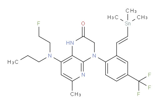 (E)-8-((2-fluoroethyl)(propyl)amino)-6-methyl-4-(4-(trifluoromethyl)-2-(2-(trimethylstannyl)vinyl)phenyl)-3,4-dihydropyrido[2,3-b]pyrazin-2(1H)-one