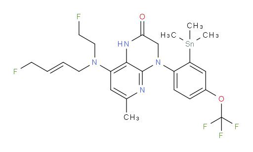(E)-8-((4-fluorobut-2-en-1-yl)(2-fluoroethyl)amino)-6-methyl-4-(4-(trifluoromethoxy)-2-(trimethylstannyl)phenyl)-3,4-dihydropyrido[2,3-b]pyrazin-2(1H)-one