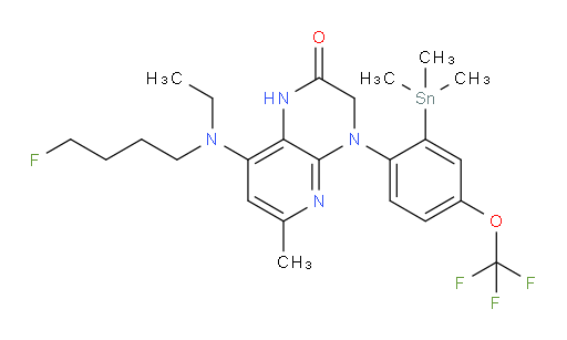 8-(ethyl(4-fluorobutyl)amino)-6-methyl-4-(4-(trifluoromethoxy)-2-(trimethylstannyl)phenyl)-3,4-dihydropyrido[2,3-b]pyrazin-2(1H)-one