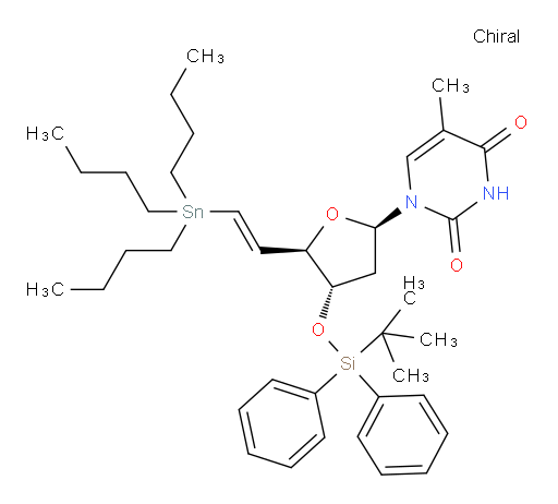 1-((2R,4S,5R)-4-((叔丁基二苯基sil氧基))-5-((E)-2-(三丁基锡基)乙烯基)四氢呋喃-2-基)-5-甲基嘧啶-2,4(1H,3H)-二酮