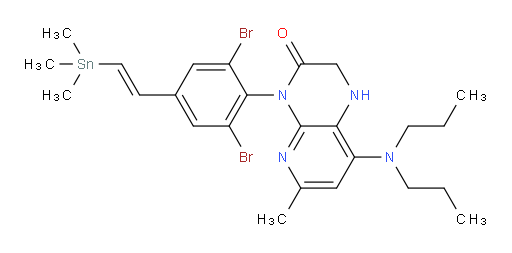 (E)-4-(2,6-二溴-4-(2-(三甲基锡基)乙烯基)苯基)-8-(二丙基氨基)-6-甲基-1,2-二氢吡啶并[2,3-b]吡嗪-3(4H)-酮