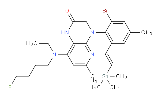 (E)-4-(2-bromo-4-methyl-6-(2-(trimethylstannyl)vinyl)phenyl)-8-(ethyl(4-fluorobutyl)amino)-6-methyl-3,4-dihydropyrido[2,3-b]pyrazin-2(1H)-one