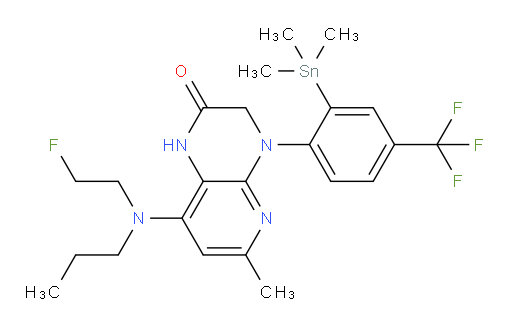 8-((2-fluoroethyl)(propyl)amino)-6-methyl-4-(4-(trifluoromethyl)-2-(trimethylstannyl)phenyl)-3,4-dihydropyrido[2,3-b]pyrazin-2(1H)-one