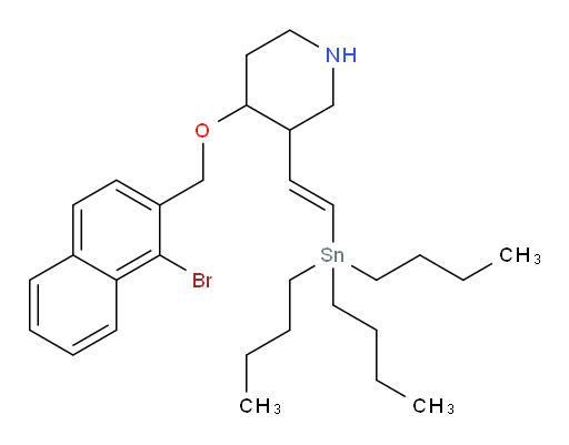 (E)-4-((1-bromonaphthalen-2-yl)methoxy)-3-(2-(tributylstannyl)vinyl)piperidine
