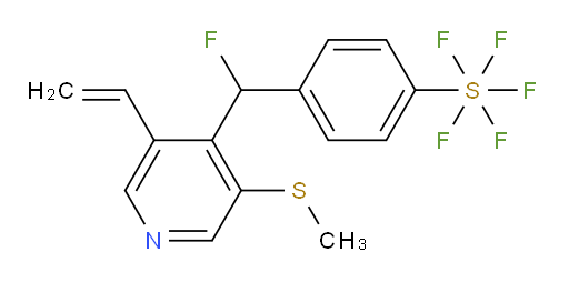 4-(fluoro(3-(methylthio)-5-vinylpyridin-4-yl)methyl)(pentafluoromercapto)benzene