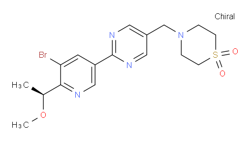 (S)-4-((2-(5-bromo-6-(1-methoxyethyl)pyridin-3-yl)pyrimidin-5-yl)methyl)thiomorpholine 1,1-dioxide