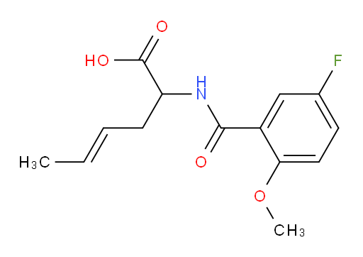 (E)-2-(5-fluoro-2-methoxybenzamido)hex-4-enoic acid