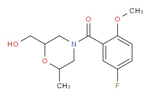 (5-fluoro-2-methoxyphenyl)(2-(hydroxymethyl)-6-methylmorpholino)methanone