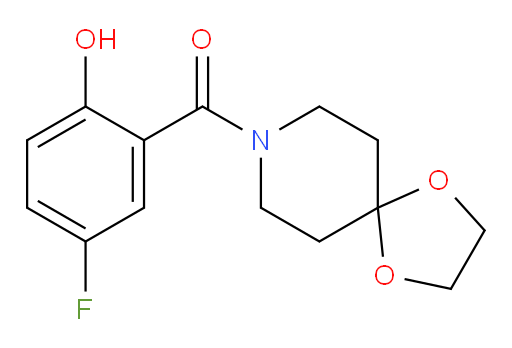 (5-fluoro-2-hydroxyphenyl)(1,4-dioxa-8-azaspiro[4.5]decan-8-yl)methanone