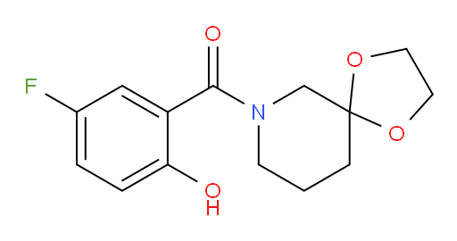 (5-fluoro-2-hydroxyphenyl)(1,4-dioxa-7-azaspiro[4.5]decan-7-yl)methanone