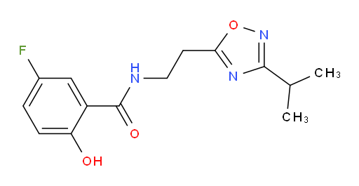 5-fluoro-2-hydroxy-N-(2-(3-isopropyl-1,2,4-oxadiazol-5-yl)ethyl)benzamide
