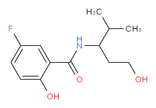 5-fluoro-2-hydroxy-N-(1-hydroxy-4-methylpentan-3-yl)benzamide
