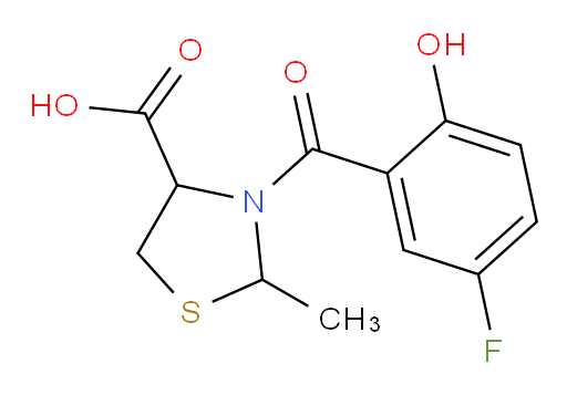 3-(5-fluoro-2-hydroxybenzoyl)-2-methylthiazolidine-4-carboxylic acid