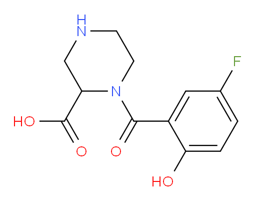 1-(5-fluoro-2-hydroxybenzoyl)piperazine-2-carboxylic acid