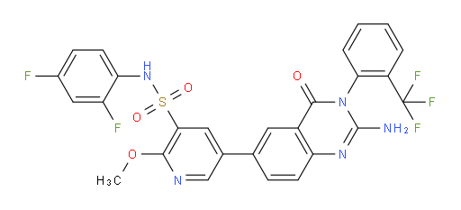 5-(2-amino-4-oxo-3-(2-(trifluoromethyl)phenyl)-3,4-dihydroquinazolin-6-yl)-N-(2,4-difluorophenyl)-2-methoxypyridine-3-sulfonamide
