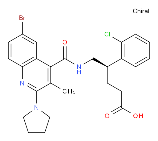 (R)-5-(6-bromo-3-methyl-2-(pyrrolidin-1-yl)quinoline-4-carboxamido)-4-(2-chlorophenyl)pentanoic acid