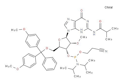 Guanosine, 5′-O-[bis(4-methoxyphenyl)phenylmethyl]-2′-O-methyl-N-(2-methyl-1-oxopropyl)-, 3′-[2-cyanoethyl N,N-bis(1-methylethyl)phosphoramidite]